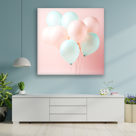 Canvas Print Balloons Pink Blue 90x90