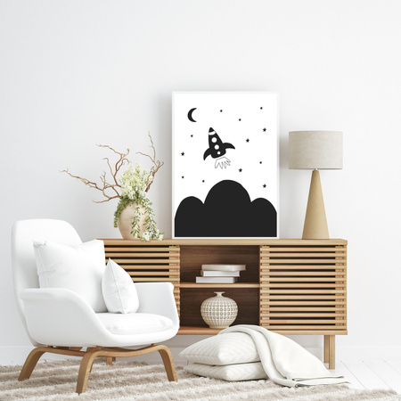 Poster Children's Rocket 40X50 cm + gold frame