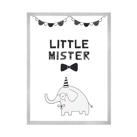 Little mister Birthday Poster 21X29.7 cm + silver frame
