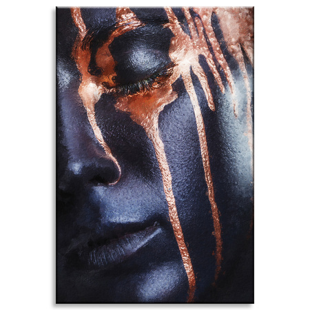 Canvas Print Black Face Brown Stripes 80x120 cm