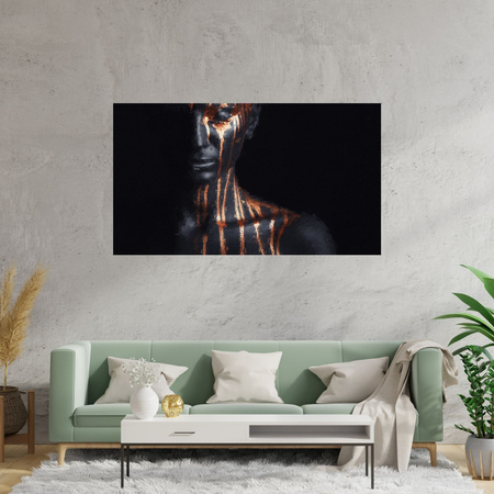 Canvas Print Black Woman Brown Stripes Art 100x80 cm