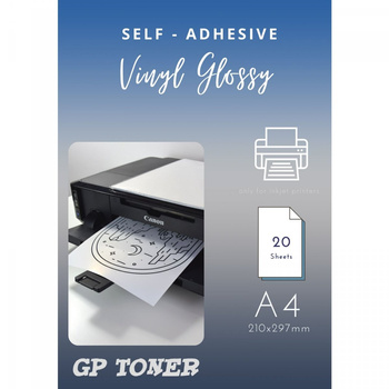 Self-adhesive glossy white vinyl paper 20 pcs A4 PAP-CSF024