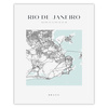 Poster Rio De Janeiro city map square 40X50 cm + gold frame