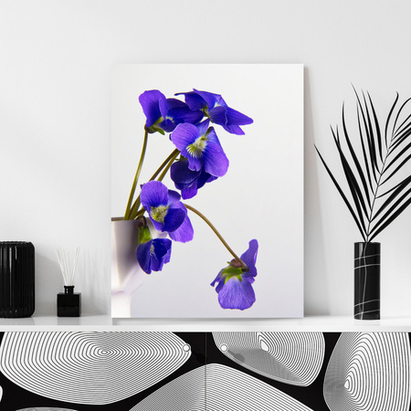 Canvas Print Botanical Blue Pansies 30x40 cm