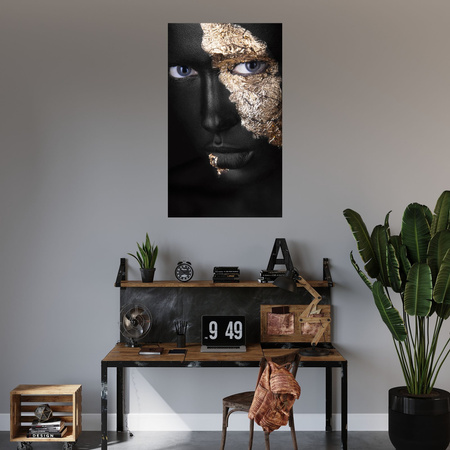 Canvas Print Black Face Painted Gold 80x120 cm