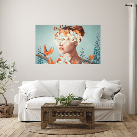 Canvas Print Flowers Nature Girl Bun Art 120x80 cm