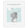 Poster San Francisco city map square 40X50 cm + gold frame