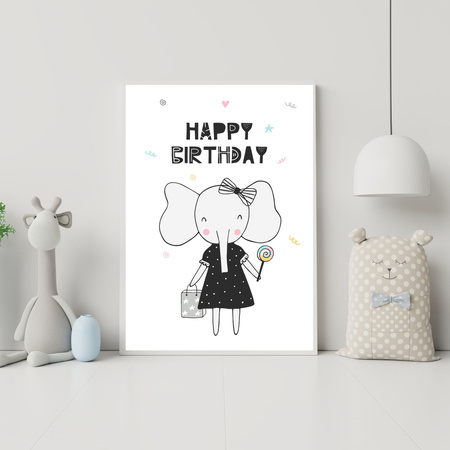 Birthday Poster Happy birthday 40X50 cm + silver frame