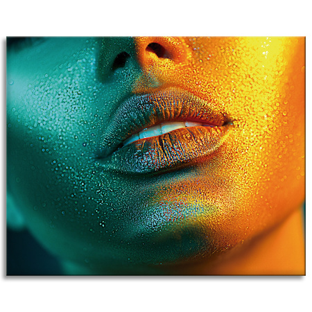 Canvas Print Golden Face Water Drops on Body 100x80 cm