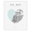 Poster Tel Aviv city map heart 40X50 cm + gold frame