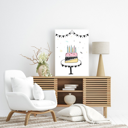 Birthday Cake Poster 40X50 cm + silver frame