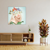 Canvas Print Smiling Girl Flowers Spring 90X90 cm