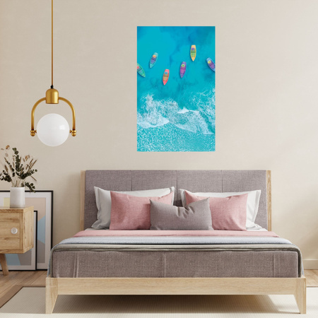 Canvas Print Boats on Water Ocean Blue 80x120 cm