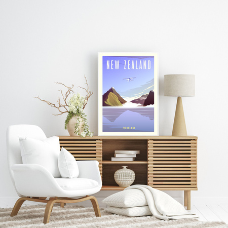 Poster New Zealand 40X50 cm + gold frame