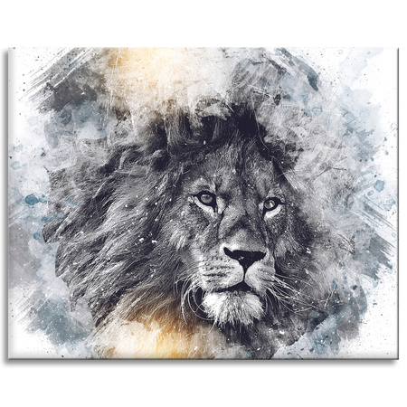 Canvas Print Black Face of Sad Lion 100x80 cm