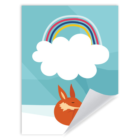 Poster Baby fox rainbow 30X40 cm