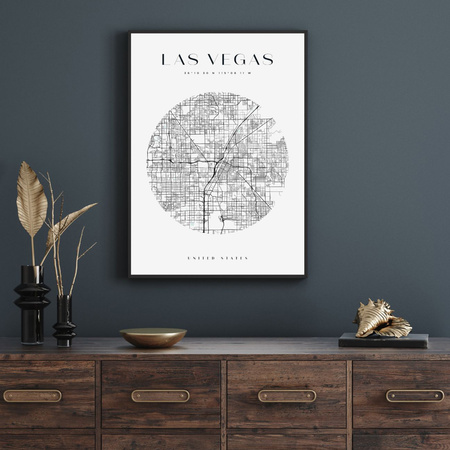 Poster Las Vegas city map circle 40X50 cm + gold frame