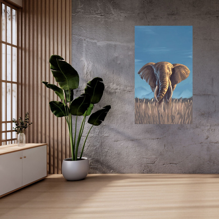 Canvas Painting Oil Style Gray Big Elephant 80x120 cm