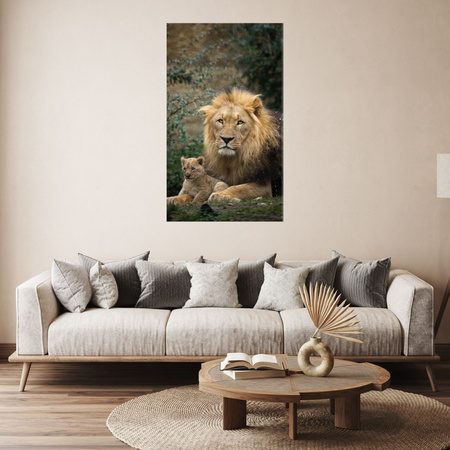 Canvas Print Lion and Lion Cub Nature Trees Nature 80x120 cm