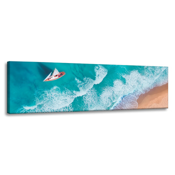 Canvas Print Sailboat Waves Sand Shore 120x40 cm