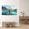 Canvas Print Mountain Climbing Lake Nature Landscape 100x80 cm