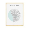 Poster Porto city map circle 40X50 cm + gold frame