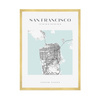 Poster San Francisco city map square 40X50 cm + gold frame