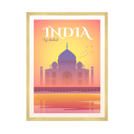 Poster Country of India 40X50 cm + gold frame
