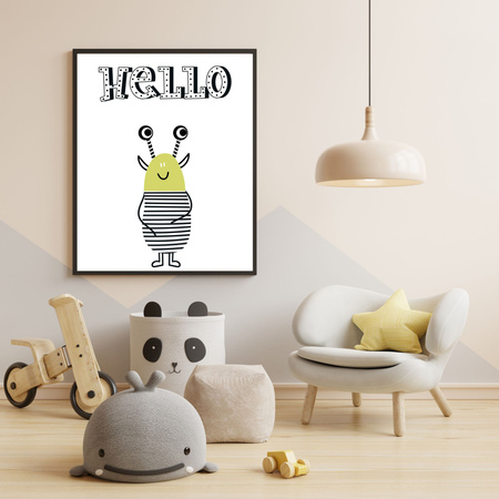 Poster Children's Hellow potworki_2 40X50 cm + gold frame