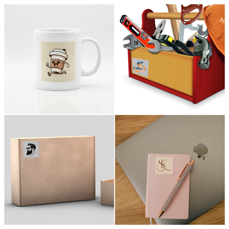 STICKERS with LOGO Square with print Waterproof Text Photo 60x60 mm