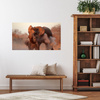 Canvas Print Elephants Orange Sky Smoke Art 100x80 cm