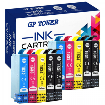10x Replacement Ink for Epson T1631 T1632 T1633 T1634 Epson WorkForce WF-2010W WF-2500 Series WF-2510WF WF-2520NF WF-2530WF GP-E1636CMYKK x2 SET