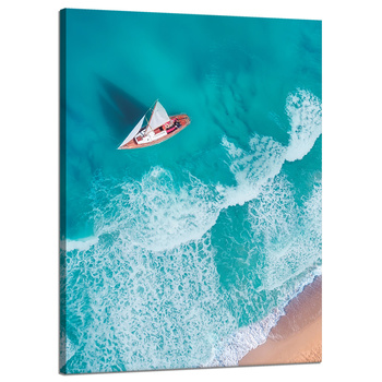 Canvas Print Sailboat Waves Sand Shore 50x70 cm