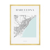 Poster Barcelona city map square 40X50 cm + gold frame