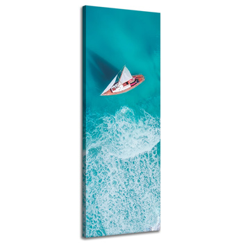 Canvas Print Sailboat Waves Sand Shore 40x120 cm