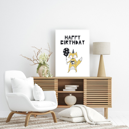 Birthday Poster Happy birthday 24X30 cm + gold frame