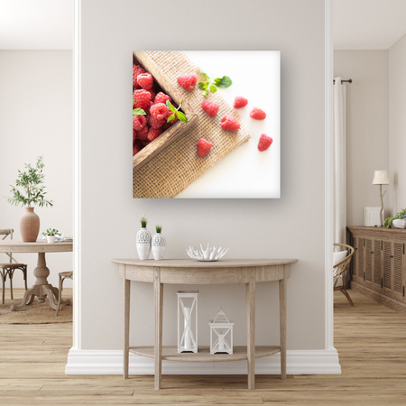 Canvas Print Freshness of Summer Raspberries Fruit Spring 90x90