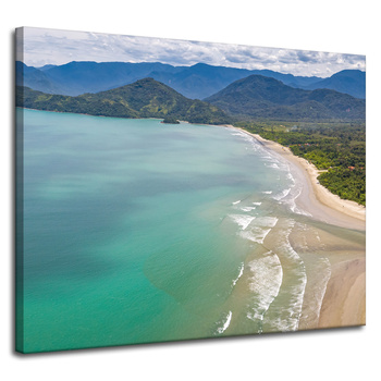 Canvas Print Water Shore Waves Mountains Nature 100x80 cm