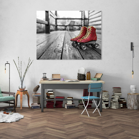 Canvas Print Vintage Red Roller Skates 100x80 cm