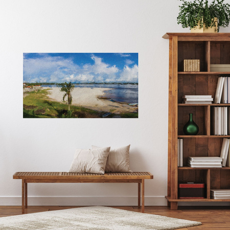 Canvas Print Beach Water Palm Sun Lake 100x80 cm