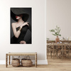 Canvas Print Elegant Woman Black Hat Red Lips 80x100 cm