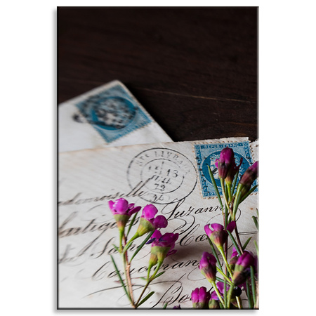 Canvas Print Letters Purple Flowers Vintage 80x120