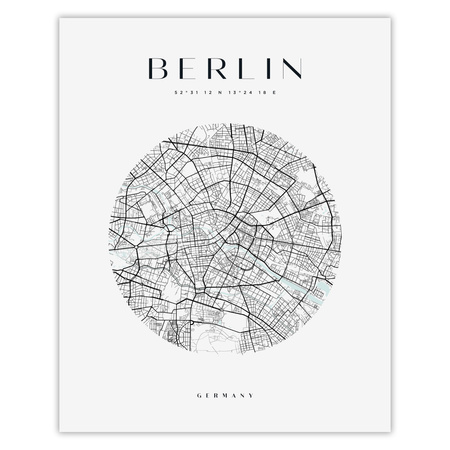 Poster Berlin city map square 40X50 cm + gold frame