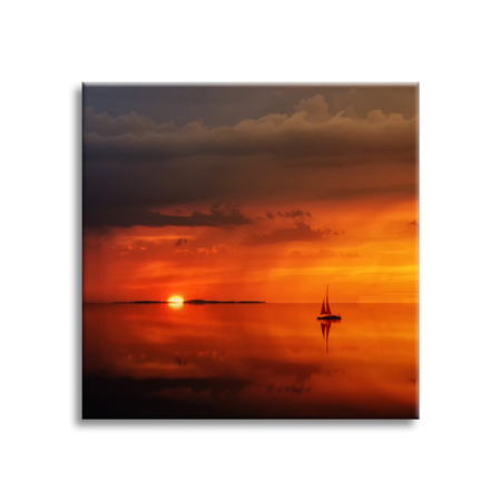 Canvas Print Nature Sunset Ship 40x40 cm
