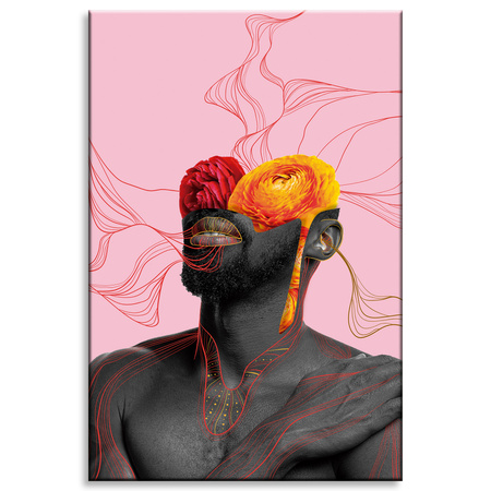 Canvas Print Black Man Flowers Nature 80x120 cm