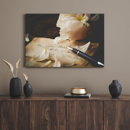 Canvas Print Botany Petals on Leaves 40x30 cm