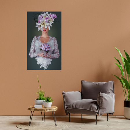 Canvas Print Woman in White Dress Nature 80x120 cm