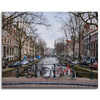 Canvas Print Bikes on the Amsterdam Bridge 100x80 cm