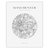Poster Manchester city map circle 40X50 cm + gold frame