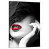 Canvas Print Red Lips Women Black Hat Elegance 80x120 cm